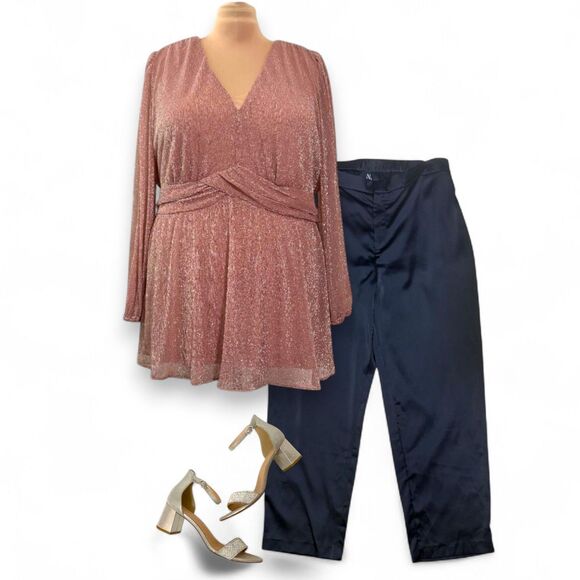 SKIES ARE BLUE Mauve with Shimmer Tunic Blouse, NEW! Size 2X - Picture 8 of 8